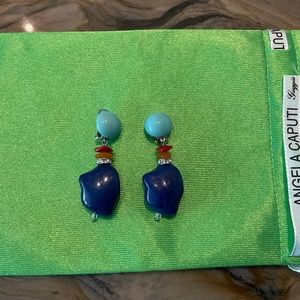 Angela Caputi Earrings 1 pair aqua and blue